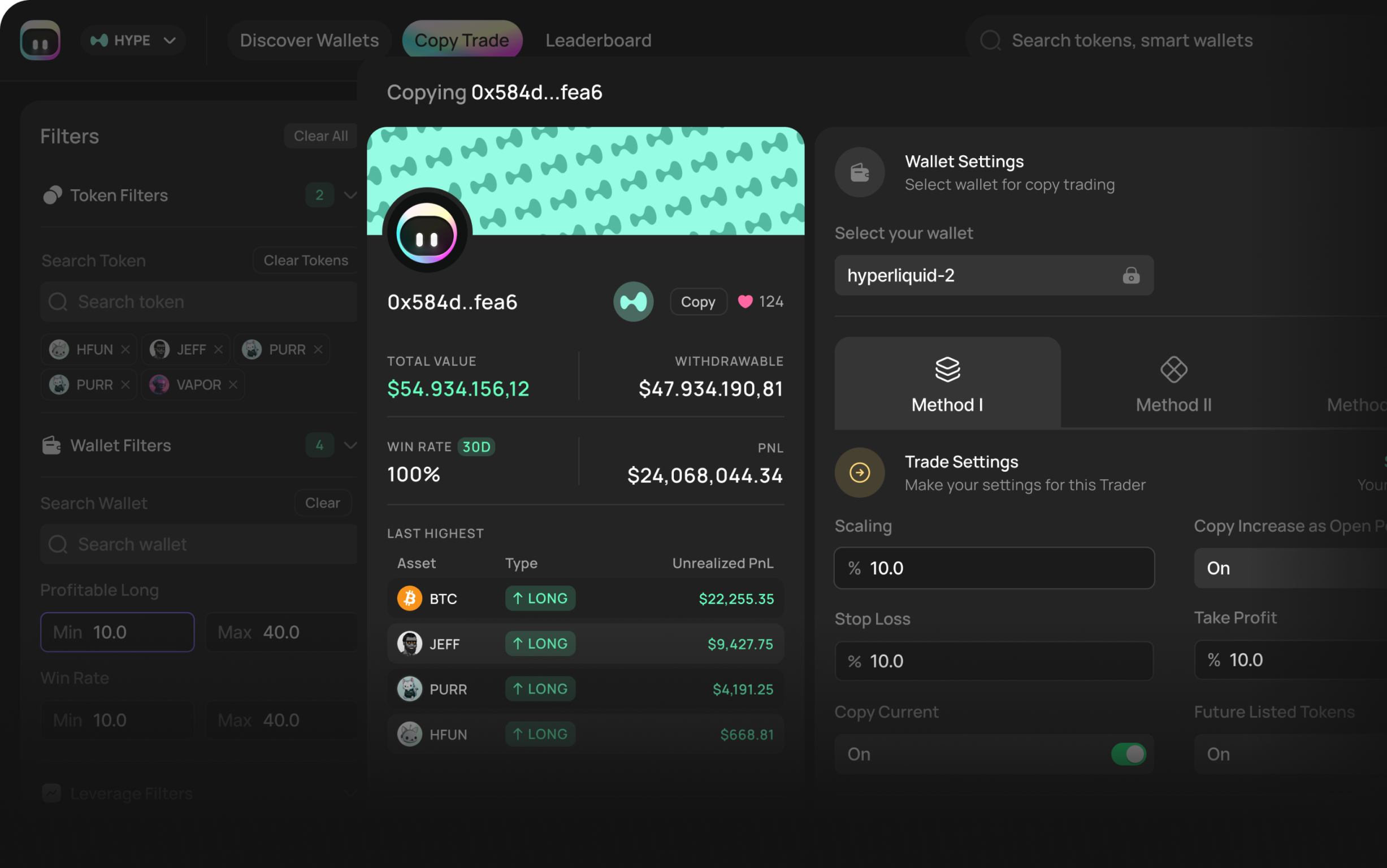 Copy trade Hyperliquid wallets with Dextrabot platform and customizable risk settings